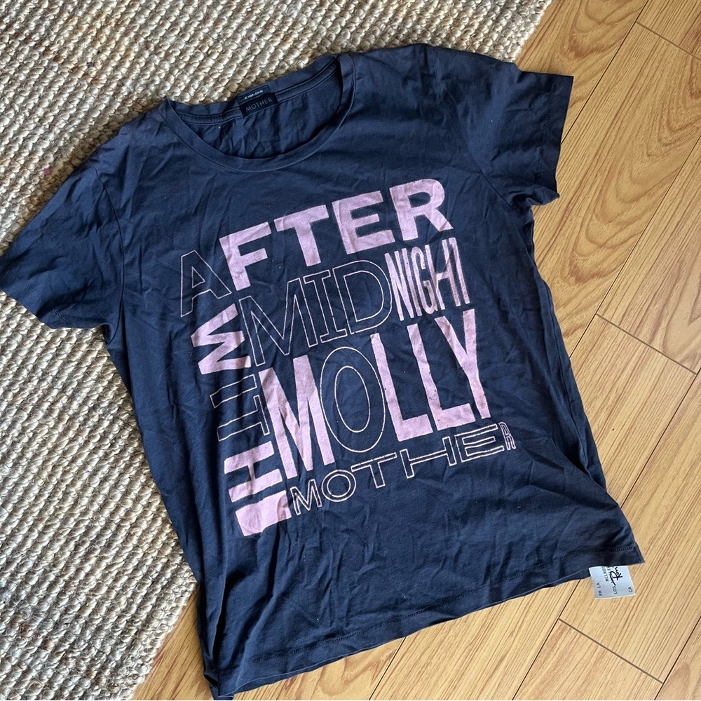 MOTHER denim graphic tshirt in washed black size M new with tags